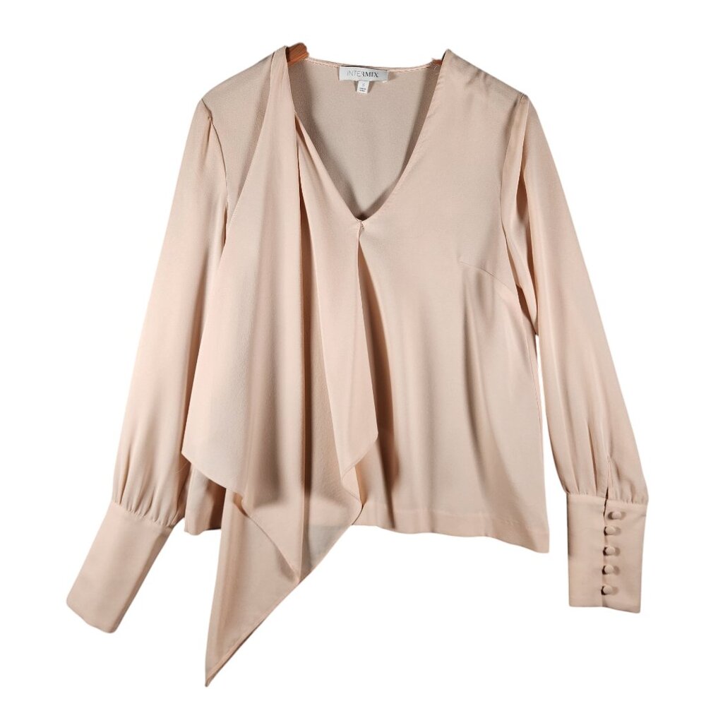 Intermix Sarah Ruffle Pink Silk Blouse. Top Size S - Picture 3 of 9